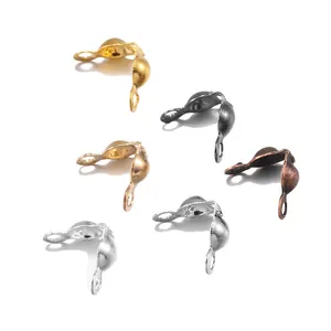 DIY Iron Metal Calotte Ends Bead Tips Clamshell Fold Over Clasps For Necklace Bracelet Connection Jewelry Making Findings