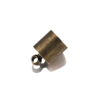 Antique bronze tassel end cap with hanging loop for DIY jewelry making and leather crafts