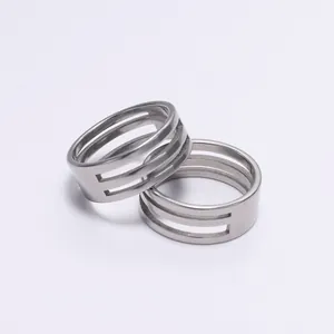 Set of two stainless steel triple-layer minimalist open rings in silver finish