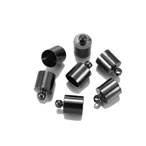 Gun black metal cord end caps for tassel jewelry making with smooth metallic finish