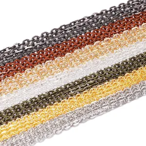 DIY Metal Link Chain For Jewelry Making Copper Iron Cross Chain Handmade Pendant Accessories Vintage Punk Style Decorative Material