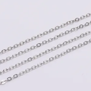 Detailed view of silver polished O-link chain sections for DIY jewelry crafting