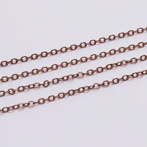 Macro detail of bronze metal O-shape chains for DIY jewelry making accessories