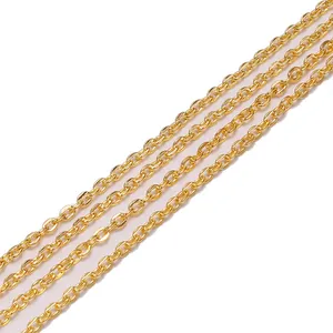 Polished gold plated flat cross chain with small oval links for DIY jewelry making