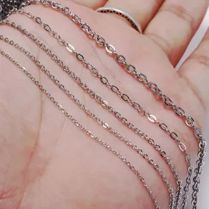 Various sizes of stainless steel flat O-link and cross chains for DIY jewelry making