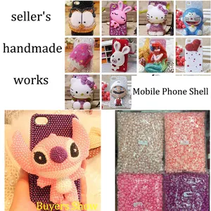 DIY mobile phone case kits with multi-colored half-round flatback ABS imitation pearls