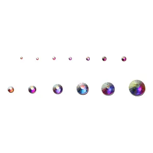 Flatback AB crystal rhinestones in various sizes for DIY nail art and crafts