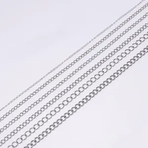 Detailed comparison of six polished stainless steel chains in various link thicknesses