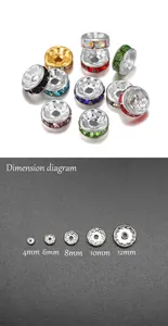 Confronto dettagliato delle perle distanziatrici colorate con strass da 4mm a 12mm per DIY