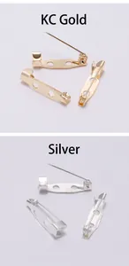 Détail de bases de broches en métal à trois trous en finition or KC et argent pour bijoux DIY