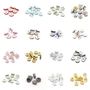 Assortimento di 16 colori di perline distanziatrici rondelle con strass per gioielli