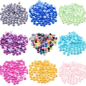 Flatback half round ABS faux pearls in multiple colors for DIY nail art and jewelry making