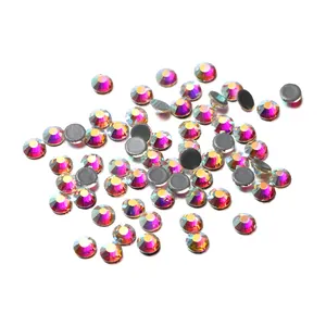 Aurora AB flatback rhinestones for DIY nail art and crafts with colorful faceted crystals