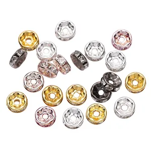 Perline distanziatrici colorate con strass in oro e argento per gioielli fai da te
