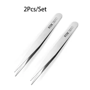 2-piece precision stainless steel anti-magnetic tweezers set for handmade jewelry making