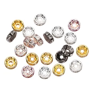 Perline Distanziatrici Rondelle in Cristallo Strass di Vetro Lega Galvanizzata Perline Sciolte per Gioielli Fai da Te Bracciali Collane