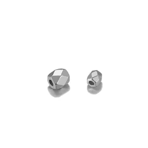Polished silver geometric rhombus faceted spacer beads for DIY jewelry making