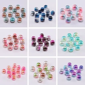 Gradient color round ABS faux pearl acrylic beads with holes for DIY jewelry making