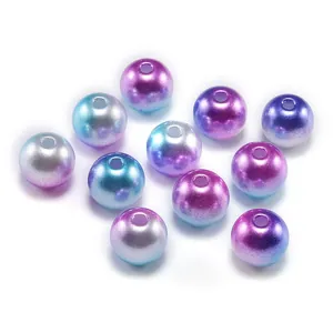Polished round ABS imitation pearl beads with gradient colors for DIY jewelry making