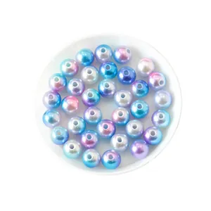 Round gradient mermaid ABS imitation pearls with holes for DIY jewelry making and crafts