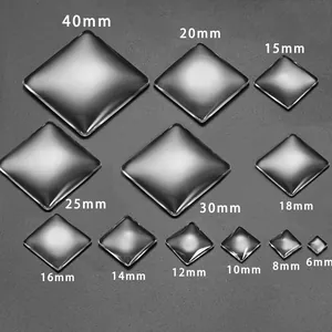 Square clear glass cabochons in various sizes for DIY jewelry and accessory making