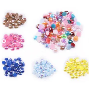 Künstliche Perles d'Imitation en ABS Irisé Demi-rond à Dos Plat pour Création de Bijoux DIY Décoration de Nail Art Accessoires d'Artisanat