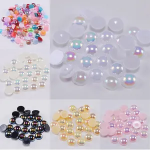 Demi-perles AB à dos plat couleurs mélangées pour nail art et création de bijoux DIY