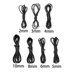 Flat black leather cords in 7 widths from 2mm to 10mm for DIY jewelry making