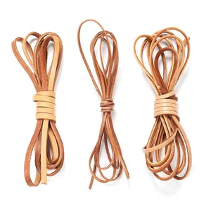 Three rolls of 2m square genuine leather cords for DIY jewelry making in brown tones