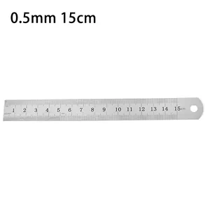 Detail of 15cm stainless steel ruler showing dual-side 0.5mm precise scale marks