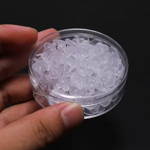 Set di tappi per orecchini in silicone trasparente con scatola portaoggetti tonda