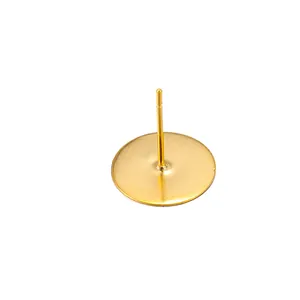 Clous d'oreilles dorés en acier inoxydable à base plate pour création de bijoux DIY