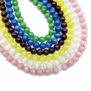 Round Cat's Eye Stone Loose Beads For DIY Jewelry Making Accessories Bracelet Necklace Polished Smooth Spacer Beads