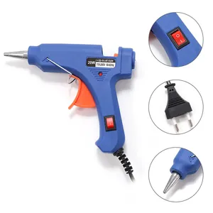 Professional 20W blue hot melt glue gun with 110-240V power switch and fine metal nozzle
