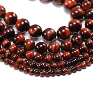 Natural red tiger eye stone beads in various sizes for DIY jewelry making and bracelets