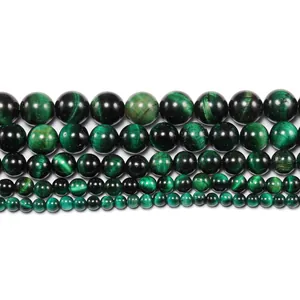 Natürliche grüne Tigerauge-Kristallperlen in verschiedenen Größen für DIY-Schmuck