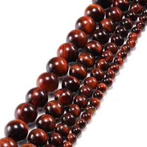 Natural red tiger eye stone beads in various sizes for DIY jewelry making