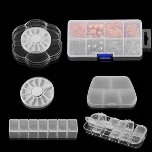 Caja de Almacenamiento de Joyas de Plástico Transparente Multirejilla Compartimentos Extraíbles Para Accesorios de Manualidades Bricolaje Cuentas Pastillas Organizador