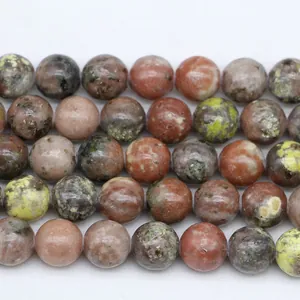 Polierte runde lose Perlen aus natürlichem Plum Blossom Jade Stein für DIY Schmuck