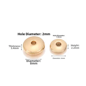 8mm and 6mm gold plated CCB disk spacer beads for DIY jewelry making with dimensions