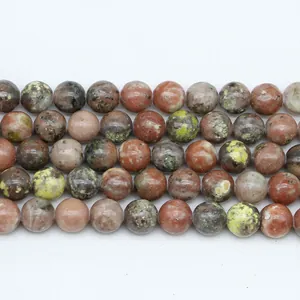 Perles rondes en pierre naturelle de fleur de prunier pour création de bracelets DIY