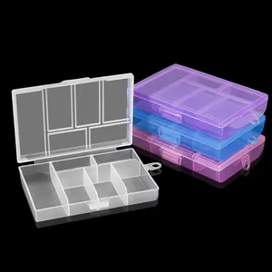 Transparent 6 Compartment Plastic Jewelry Storage Box Portable PP Bead Organizer Case With Lid For Earrings DIY Crafts