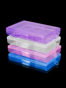 Transparent PP plastic jewelry box with 6 compartments and lid in four colors with buckle