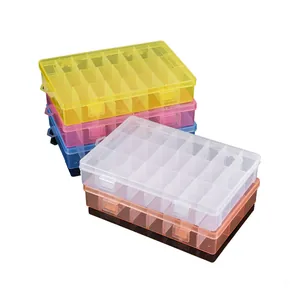 Stack of 24-compartment colorful plastic storage boxes for jewelry and crafts
