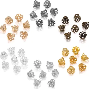 Calottes en Alliage Vintage Fleur Creuse Couronne Espaceur Apprêts Pour DIY Bijouterie Fabrication Bracelet Collier Accessoires Artisanat