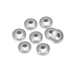 Macro detail of 8mm silver polished CCB spacer beads for DIY bracelet jewelry making