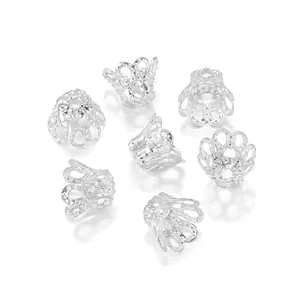 Calottes de perles évidées en argent poli pour la création de bijoux DIY set