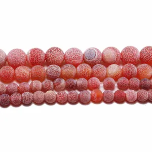 Polished red dragon vein agate loose beads in four various sizes for DIY jewelry making