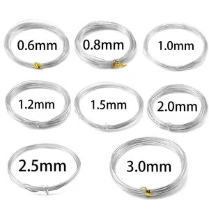 Eight rolls of silver colored aluminum craft wire in sizes from 0.6mm to 3.0mm for DIY jewelry
