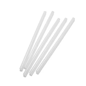 Macro view of transparent hot melt glue sticks showing clear texture for DIY crafts